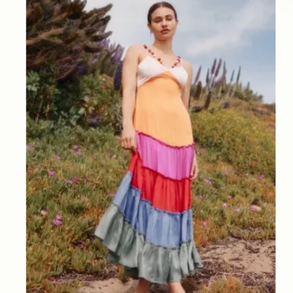 Brand New BY ANTHROPOLOGIE RAINBOW V-NECK MAXI DRESS